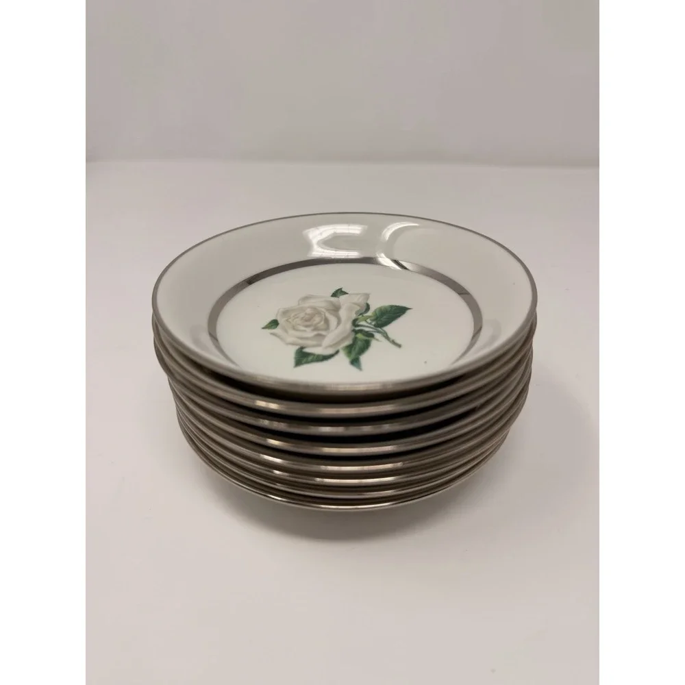 🇺🇸 Governor's Mansion Vogue Ceramic Industries Rose Plates 5.4